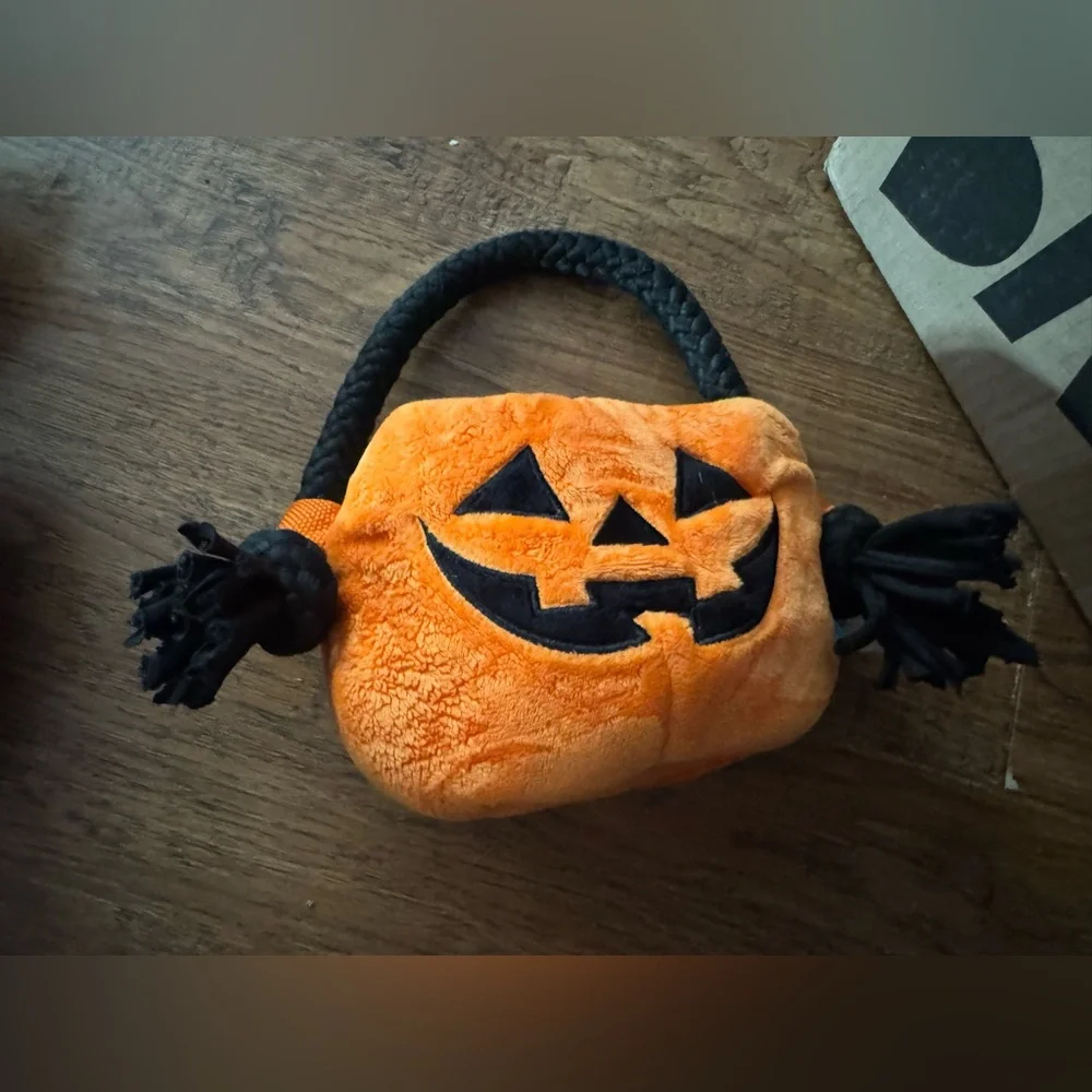 Bark box dog toy Trick or treat pumpkin tote